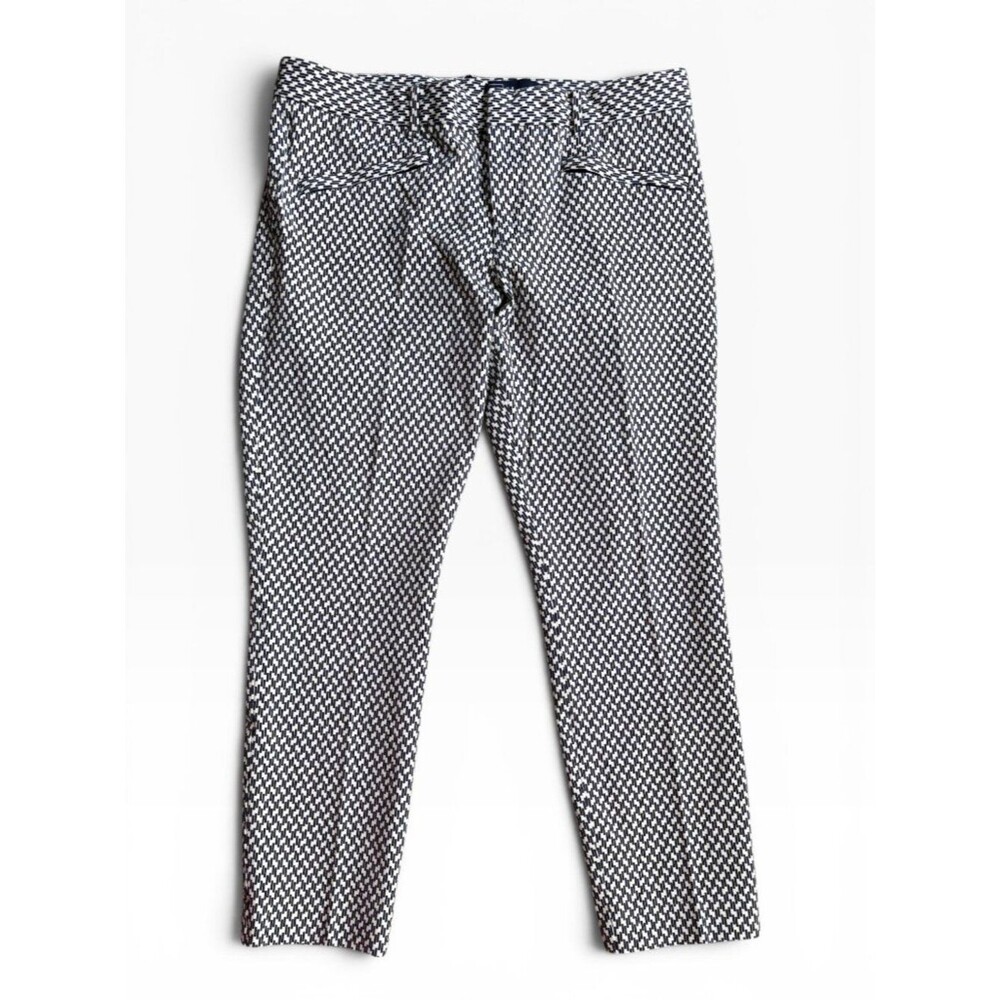GAP Navy White Geometric Print Ankle Pants Stretch Slim Career Size 12